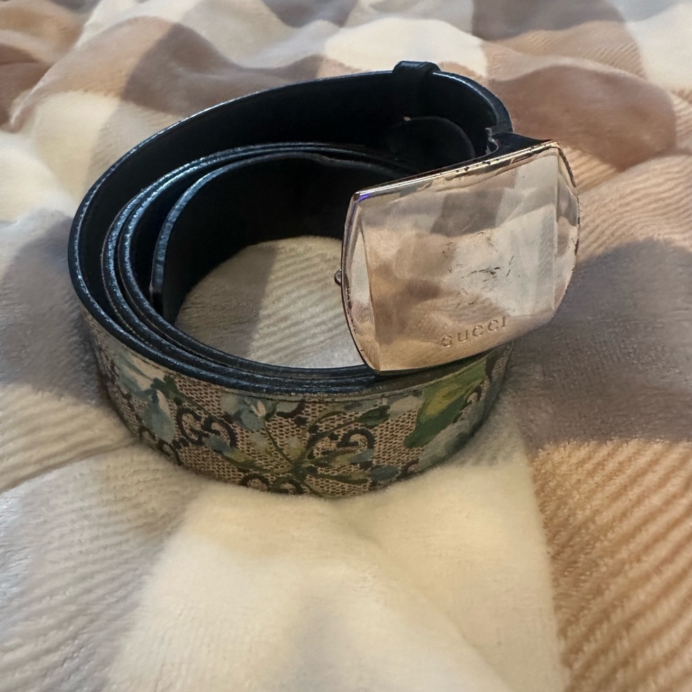 Gucci Floral Belt with Silver Buckle